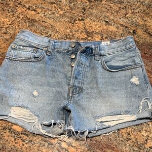 We The Free Light Blue Distressed Jean Shorts